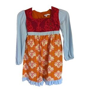 Hopscotch Design Girls Dress Size 7 French Toile Unique Colorful Cottagecore USA